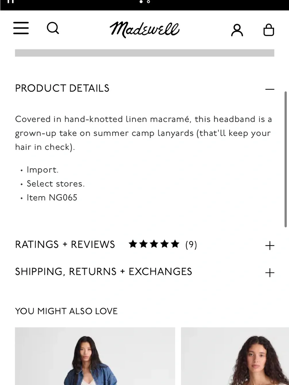 Madewell Macrame Linen Headband